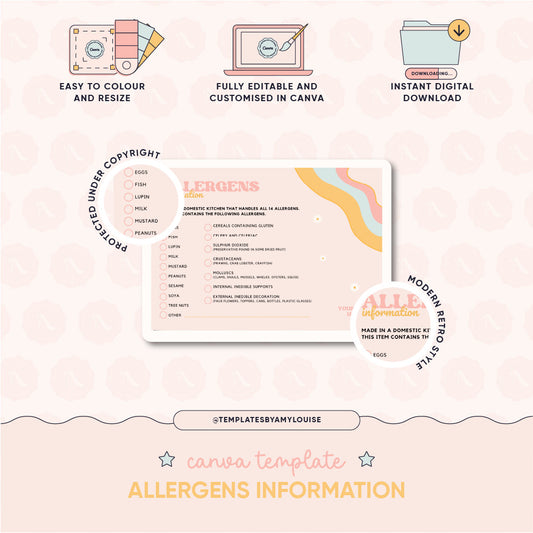 Baking Allergens Information Card Design - 'Modern Retro Style'